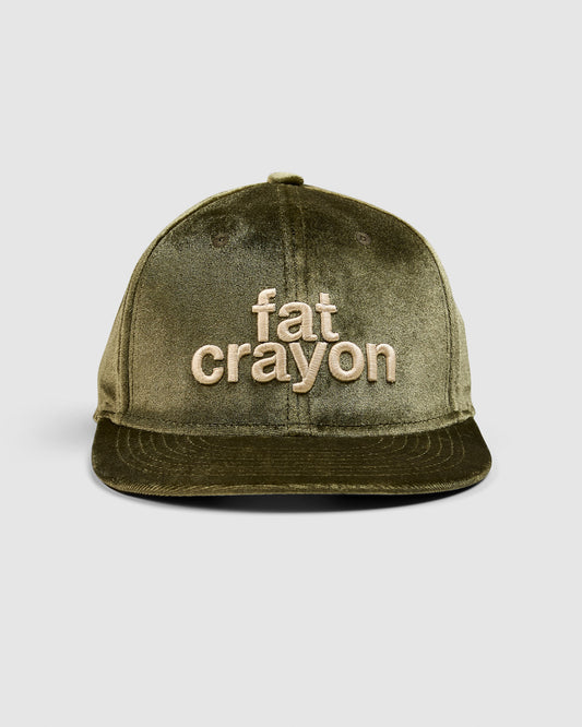 Script Logo Velvet Snapback (Military Green/Cream)