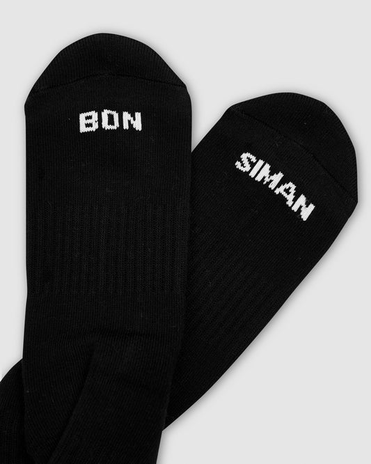 Cloud Logo Bon Siman Cushioned Crew Socks 2-Pack (White/Black)