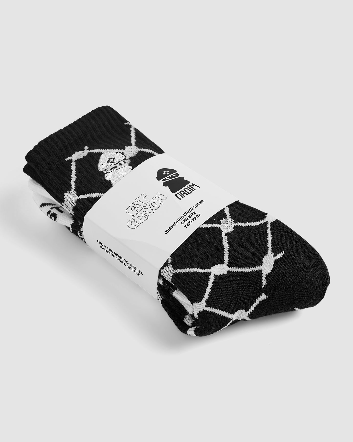 DONATION | Fat Crayon x Nadim FREE PALESTINE 2-pack Crew Socks