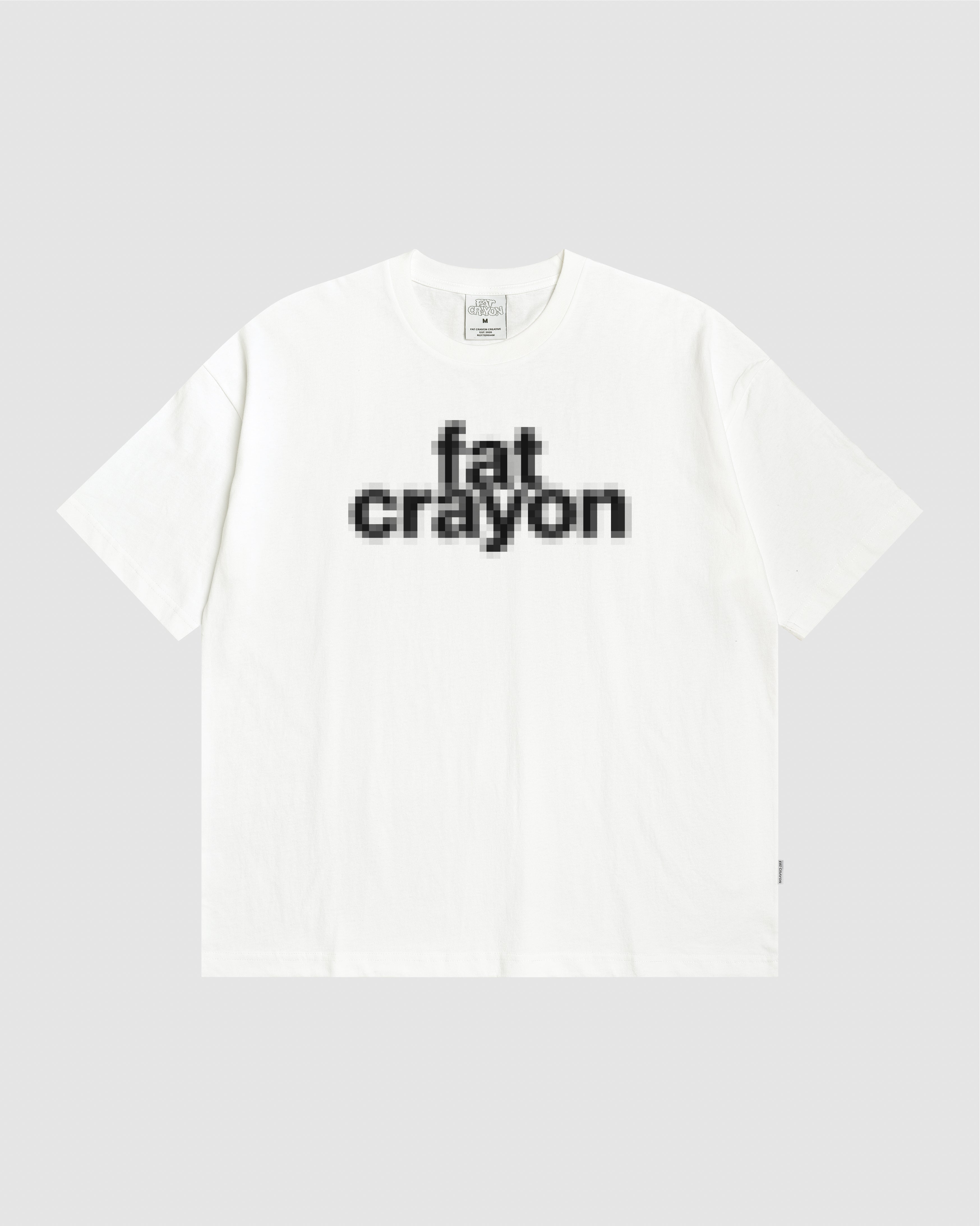 Pixelated Script Logo Tee (Rice White/ Black/Grey)